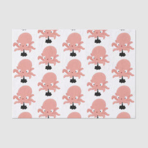 Papier Mousseline Caricature de bébé pieuvre rose mignonne humour