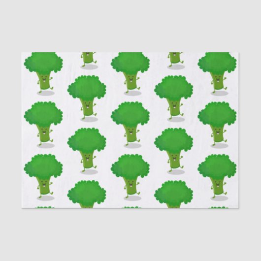 Papier Mousseline Caricature de brocoli dansant Cute kawaii (Recto)