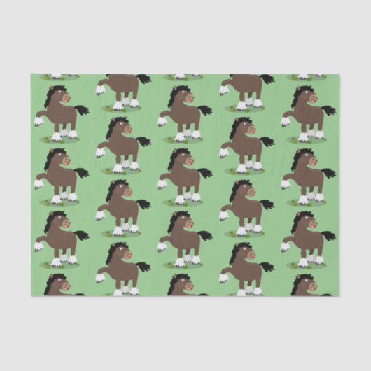 Papier Mousseline Caricature de cheval de trait de Cute Clydesdale (Recto)