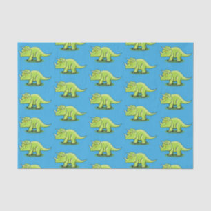 Papier Mousseline Caricature de dinosaure de triceratops vert mignon