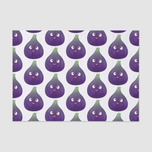 Papier Mousseline Caricature de fruits mauve joyeux aux figues (Recto)