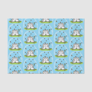 Papier Mousseline Caricature de moutons mignons amis et papillons