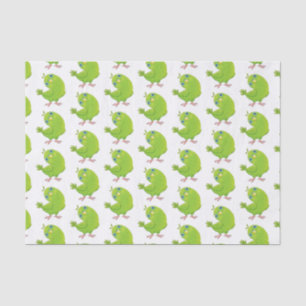 Papier Mousseline Caricature de perruche verte curieuse