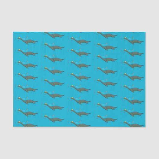 Papier Mousseline Caricature de plesiosaure, monstre marin mignon et (Recto)