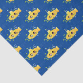 Papier Mousseline Caricature de poisson sous-marin jaune mignon (Détail)