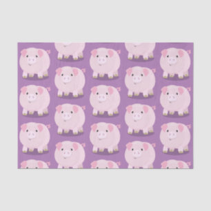 Papier Mousseline Caricature de porc mignon rose pot vendue