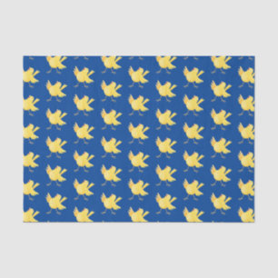 Papier Mousseline Caricature d'oiseau canari jaune chantant mignon