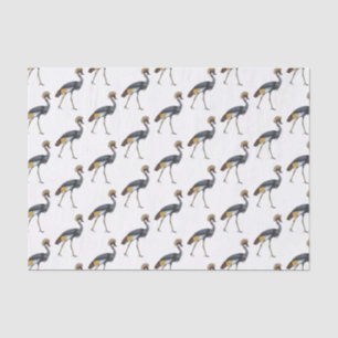 Papier Mousseline Caricature d'oiseau de grue couronné gris