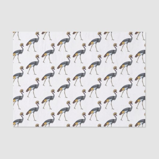Papier Mousseline Caricature d'oiseau de grue couronné gris (Recto)