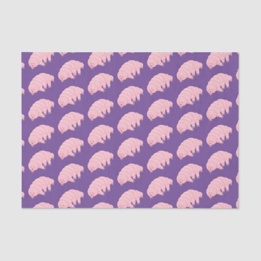 Papier Mousseline Caricature d'ours d'eau tardigrade rose mignon (Recto)