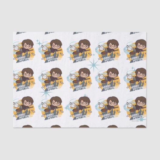 Papier Mousseline Caricature Harry et Hedwig Flying Passé Hogwares (Recto)