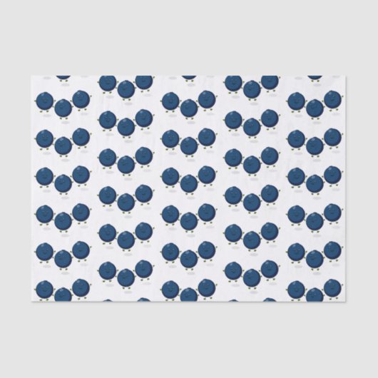 Papier Mousseline Caricature mignonne de bleuets violets (Recto)