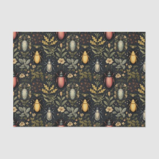 Papier Mousseline Caricatures florales et insectes (Recto)