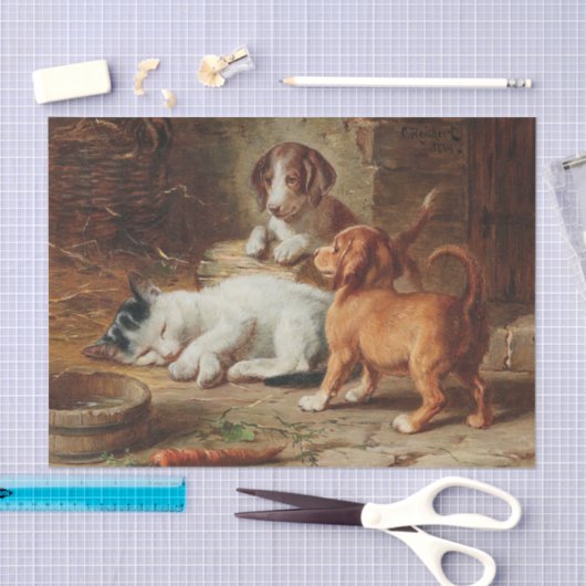 Papier Mousseline Carl Reichert réveille les chiots (Artisanat)
