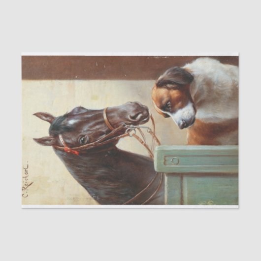 Papier Mousseline Carl Richert | Cheval Et Chien (Recto)