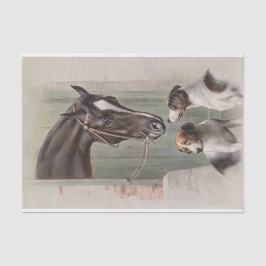 Papier Mousseline Carl Richert | Cheval Et Chiens (Recto)