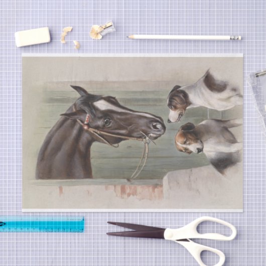 Papier Mousseline Carl Richert | Cheval Et Chiens (Artisanat)