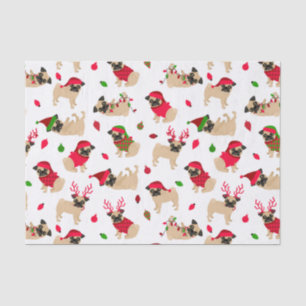 Papier Mousseline Carlins de Noël blanc
