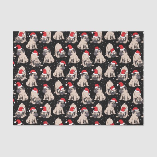 Papier Mousseline Carlins en Santa Hats Motif de Noël (Recto)