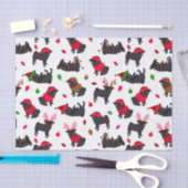 Papier Mousseline Carlins noirs de Noël blanc (Artisanat)