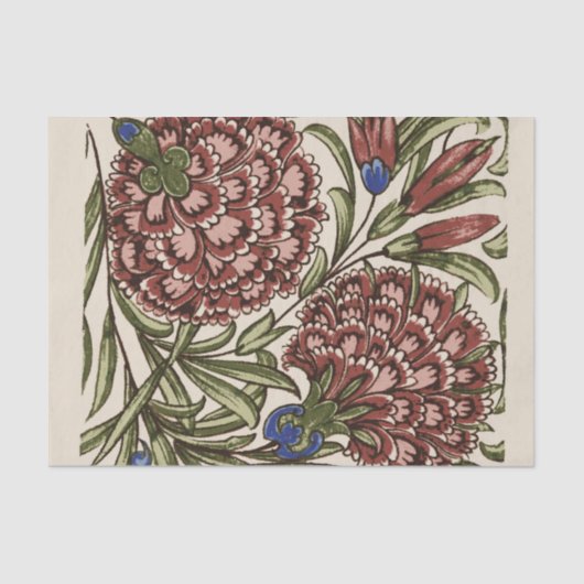 Papier Mousseline Carnation Carrelage Fleur Antique Art Rustique (Recto)