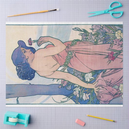 Papier Mousseline Carnation (quatre fleurs), Alphonse Mucha (Artisanat)