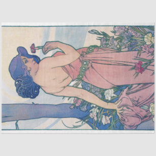 Papier Mousseline Carnation (quatre fleurs), Alphonse Mucha