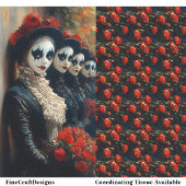 Papier Mousseline Carnaval Noir Victorian Mime Women BJ5 Decoupage