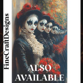 Papier Mousseline Carnaval Noir Victorian Mime Women BJ5 Decoupage