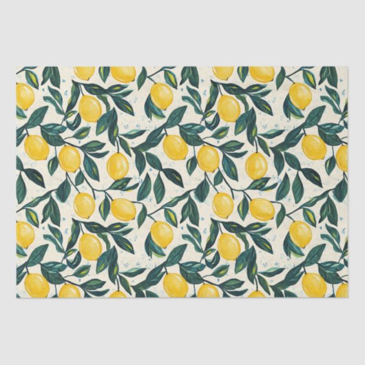 Papier Mousseline Carnet spiral à motifs de citron jaune vif (Recto)