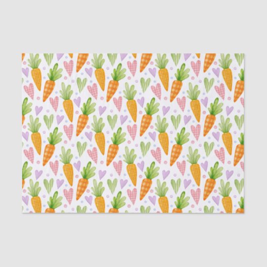 Papier Mousseline Carottes et Coeurs mignons (Recto)