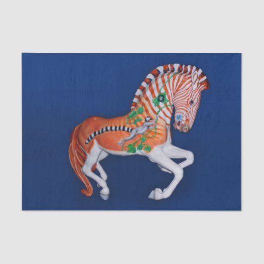 Papier Mousseline Carousel Animal Quagga Zebra Photo Papier Tissu (Recto)