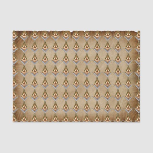 Papier Mousseline Carré et boussole tirés par la main avec tout (Recto)