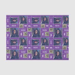 Papier Mousseline Carré Photo Classe Année Purple