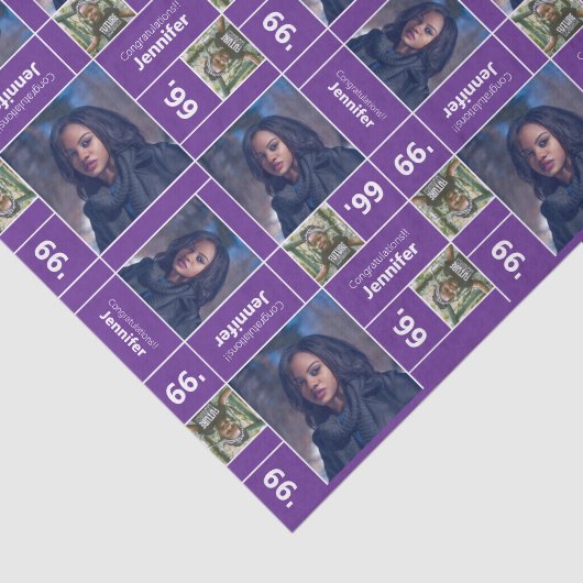 Papier Mousseline Carré Photo Classe Année Purple (Détail)