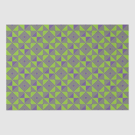 Papier Mousseline Carré triangle géométrique vert violet Motif (Recto)