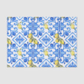 Papier Mousseline Carreau bleu citron jaune (Recto)