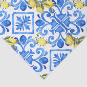 Papier Mousseline Carreau bleu citron jaune (Détail)