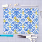 Papier Mousseline Carreau bleu citron jaune (Artisanat)