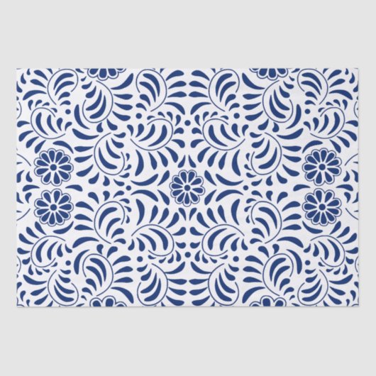 Papier Mousseline Carreau de Talavera bleu Style espagnol Fiesta (Recto)