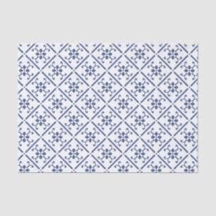 Papier Mousseline Carreau Méditerranéen à Motif Bleu Blanc de Campag