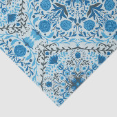 Papier Mousseline Carreaux à fleurs bleus (Détail)