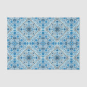 Papier Mousseline Carreaux à fleurs bleus (Recto)