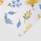 Papier Mousseline Carreaux bleu fleuri jaune Découpage italienne (Détail)