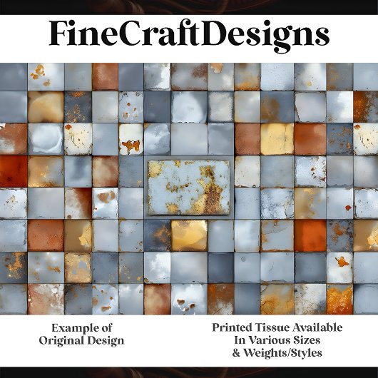 Papier Mousseline Carreaux de mosaïque Patina rouille patinée H6 Déc