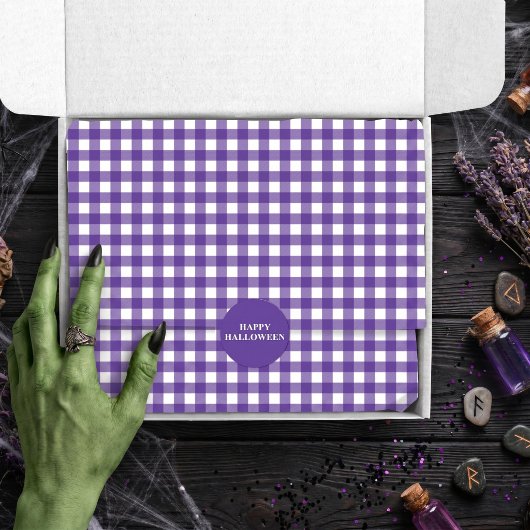 Papier Mousseline Carreaux Gingham Violet