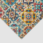 Papier Mousseline Carreaux mexicains colorés (Détail)