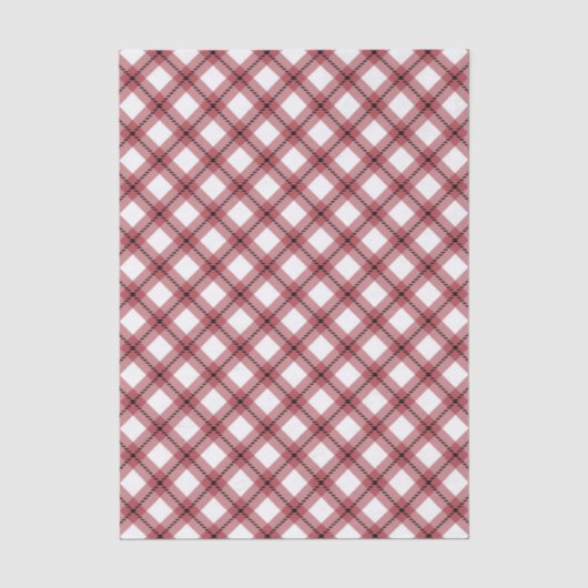 Papier Mousseline Carreaux Rouge Argyle Élégant (Recto)