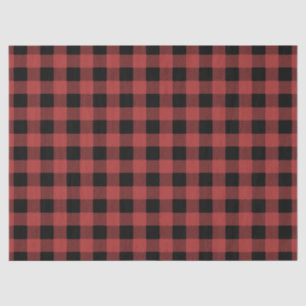 Papier Mousseline Carreaux Rouge Noir Buffalo Gingham Bûcheron