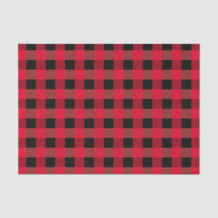 Papier Mousseline Carreaux urbain noir rouge buffalo